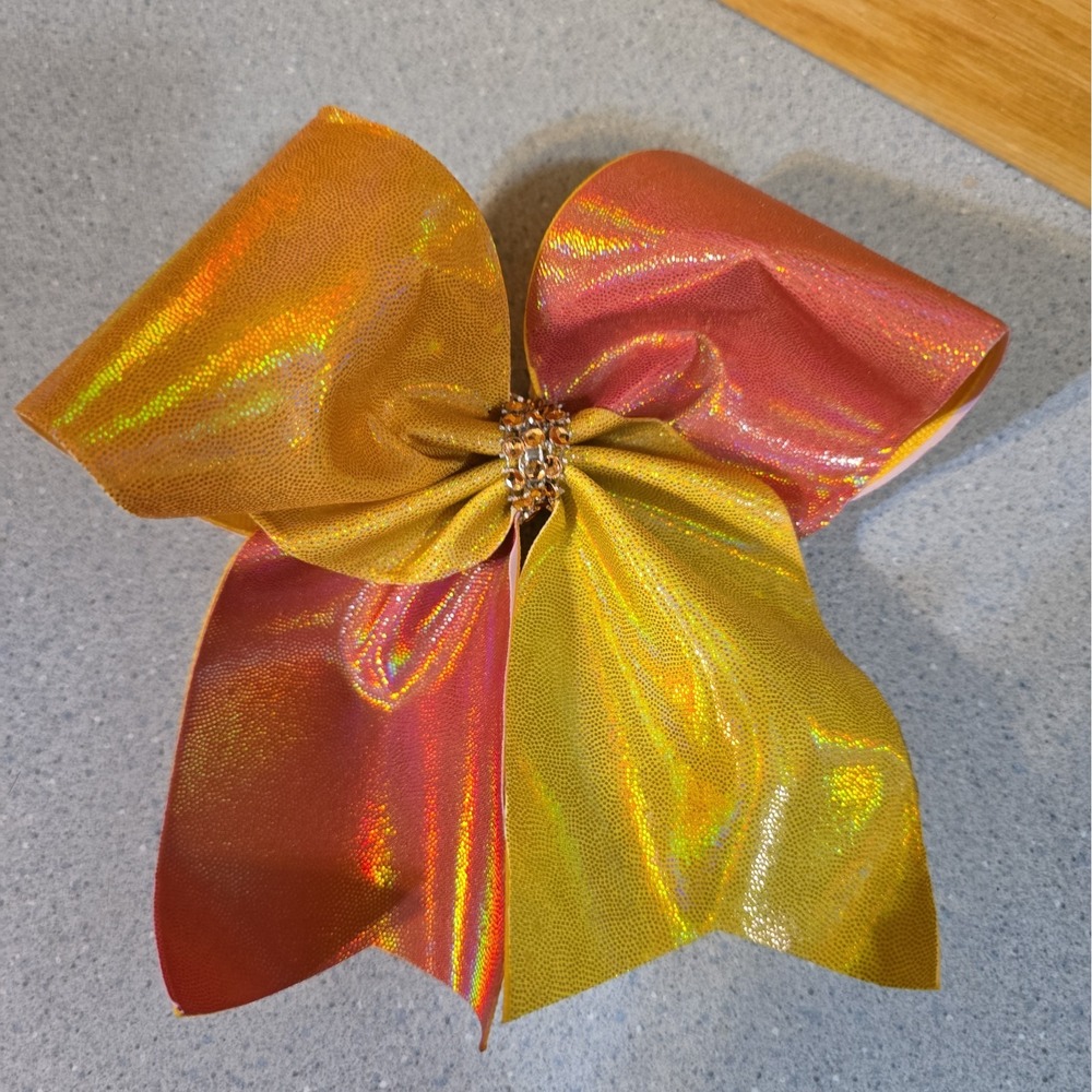 Allstar Cheer Bow 3", Stiff Ombre Yellow, Orange And Peach, Cheerleading